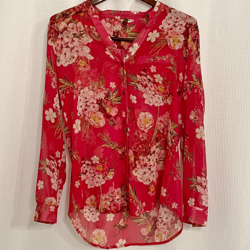 Kut from the kloth sheer floral blouse